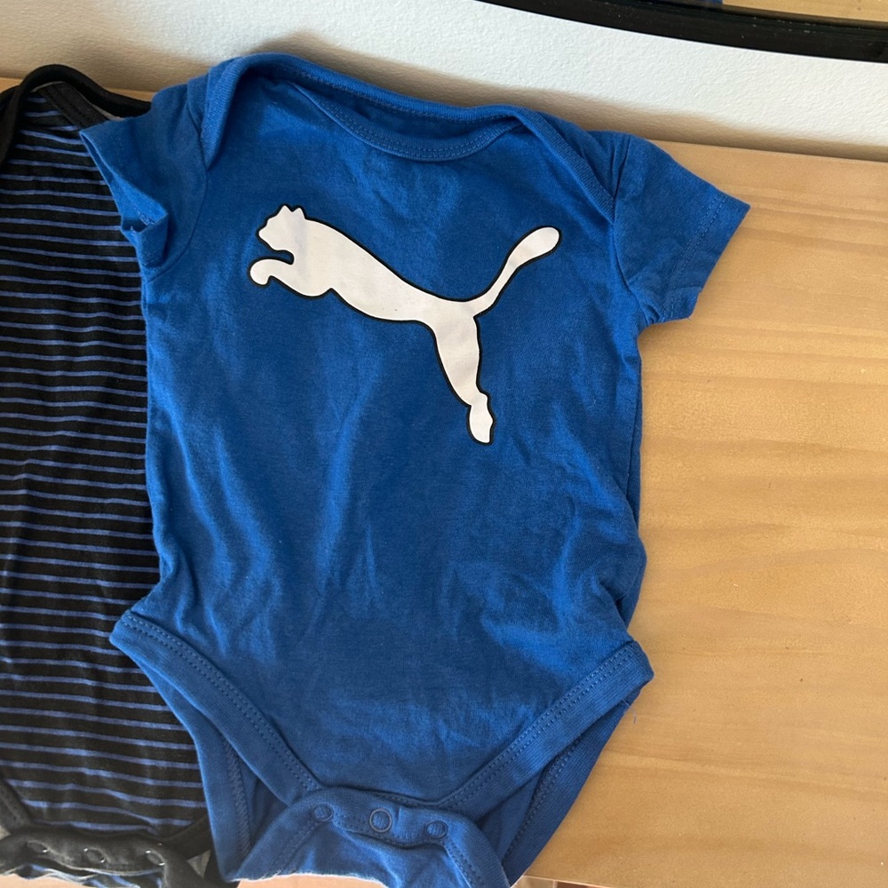 Bundle of 7 Puma 0-3 Months Blue & Gray Baby Onesie Bodysuit Set - Picture 6 of 9